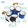 Junior Kids Drum Kit 5 Pieces Beginners Training Drum Set Musical Instruments