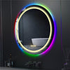 Ultra-Modern Round LED Bathroom Mirror RGB Backlit Stepless Colors Dimmable Wall