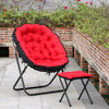 Folding Camping Moon Chair Portable Indoor Outdoor Cushioned Chair + Footstool