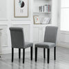 Set of 2 Dining Room Gray Dining Chairs High Back Fabric Upholstered with Rivets