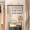 Wall-Mounted Coat Rack Wall Hook 10 Removable Hooks Storage Shelf