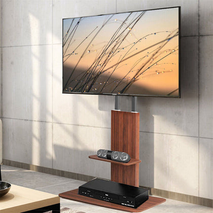 Stable Design Corner TV Floor Stand with Wooden Base for 32 37 43 55 60 Inch TVs