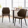 2 Pcs Dining Chair Grey Brown Cream Faux Leather Padded Chair Modern Living Room