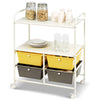 4 Drawers Storage Trolley 3 Tier Rolling Utility Cart w/Lockable Wheels Mobile