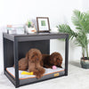 Large Wooden Dog Crate Elevated Dog Bed Pet Cat House End Table wit Soft Cushion