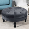 Chesterfield Button Large Plush Velvet Round Pouffe Footstool Coffee Table Seat