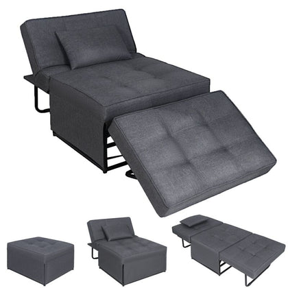 Sofa Bed 4 in 1 Convertible Chair Folding Ottoman Lounger Sleeper Metal Frame UK