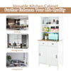 Kitchen Buffet Freestanding Kitchen Pantry Storage Cabinet w/ Hutch Sliding Door