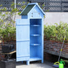 Outdoor Wooden Garden Shed Tool Storage Shelves Utility Cabinet Apex Roof w/Door