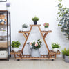 6 Pots Wood Plant Stand Sturdy Triangular Plant Shelf Flower Stand Storage Rack