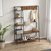 Industrial Coat Rack Stand Hall Tree with 2-Tier Shoe Rack 5-Tier Side Shelves