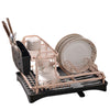 2Tier Rose Gold Dish Drainer Cutlery Cup Plates Holder Sink Rack Drip Tray Decor