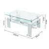 Modern White Glass Coffee Table 2 Tier With Shelf Rectangle MDF Legs Livingroom