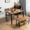 4PCS Dining Table & Chair Set Kitchen Furniture W/ Storage Bench Space-Saving