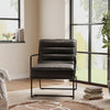 Distressed Faux Leather Armchair Vintage Grey Lounge Chair Sofa Iron Frame Seat