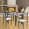 5PCS Modern Kitchen Dining Set Breakfast Bar Table & 4 High Back Padded Chairs