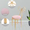 2PCS Pink Velvet Chairs Folding Dressing Vanity Makeup Stools Seats Bow Backrest