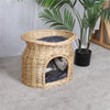 Handmade Wicker Pet Bed Basket Cat Puppy Sleep 2 Tier House Removable Cushion