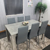 Grey Dining Table and 6 chairs wood stone grey effect kitchen dining set for 6