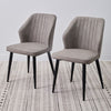 2/4/6pcs Dining Chairs Set Faux Leather Seat Back Metal Legs Kitchen Chair