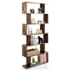 6-tier Bookcase Industrial S-Shaped Bookshelf Wooden Storage Display Shelf Home
