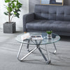 Round Coffee Table Modern 80cm Living Room Glass Top Accent Table Home Furniture