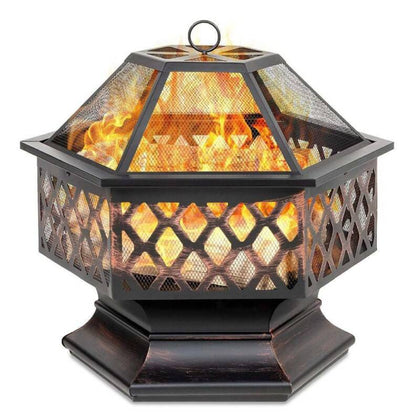 Outdoor Steel Hexagonal BBQ Charcoal Barbecue Grill Warming Fire-Pit for Picnic