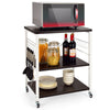 3 Tier Rolling Kitchen Baker's Rack Adjustable Utility Serving Cart W/ 10 Hooks