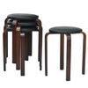 Set of 4 Bentwood Stools Backless Counter Stools Padded Stackable Dining Stools