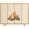 Gold Screen Spark Guard Kids Pet Fireplace Safety Protector W/ Stable Support