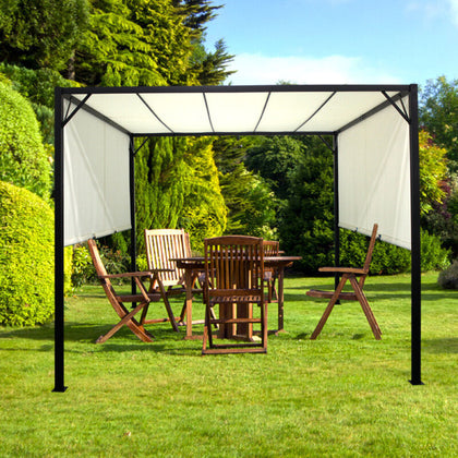 Metal Garden Pergola 3x3m Ajustable Canopy Awning Gazebo Porch Patio Shelters UK