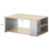 Rectangular Coffee Table Wooden Side Table with Storage Shelves & Storage Space