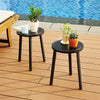 2 Set Classic Small Side Table Wooden Plant Stand For Balcony Living Room Garden