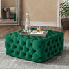 Vintage Green Velvet Buttoned Footstool Chesterfield Button Design Square Stool