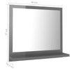 Cloakroom Bathroom Mirror with Shelf High Gloss Grey 40x10.5x37 cm Chipboard