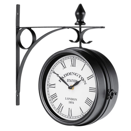 Double Sided Wall Clock Vintage Grand Retro Clock Outdoor Garden Hanging Clock