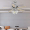 Modern Ceiling Fan Light Home Crystal Pendant LED Lamp With Timer Remote 52 Inch