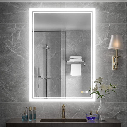 Anti Fog Lighted Bathroom Mirror Dimmable LED For Easy Makeup Shave Face Care