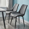2pcs Faux Leather Dining Chairs Set Metal legs Restaurant Room Chair Lounge Home