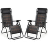 2 Pieces Foldable Zero Gravity Reclining Garden Patio Deck Chair Sun Lounger