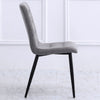 4PCS Linen Velvet Dining Chairs Padded Seat Kitchen Room Chair Black Metal Legs