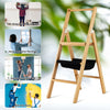 Folding Step Ladder 3-Step Ladder Portable Lightweight Bamboo Ladder Widen Pedal