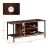 Brown Wooden TV Cabinet Metal Leg with Compartment Shelf Unit Industrial Style