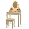 Vanity Dressing Table Set Makeup Desk W/Detachable Tabletop &LED Rotating Mirror