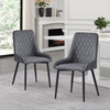 Pair of Faux Leather Velvet Dining Chiars Padded Seat Metal Legs Kitchen Chair