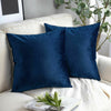 Pair of Crushed Velvet Cushion Covers 18 x 18 in Large Plain Plush Sofa Pillows