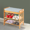2 Tier 50cm Wood Shoe Bench Rack Storage Organizer for Hallway Living Room
