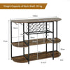 Wooden Kitchewn Wine Storage Rack Industrial Bar Buffet Table w/ Glass Holder