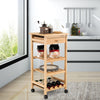 4-Tier Storage Utility Cart Bamboo Kitchen Trolley Rolling kitchen Island Dining