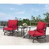 3 Piece Patio Rocking Chair Set 2 Single Chairs and Coffee Table W/ Cushions